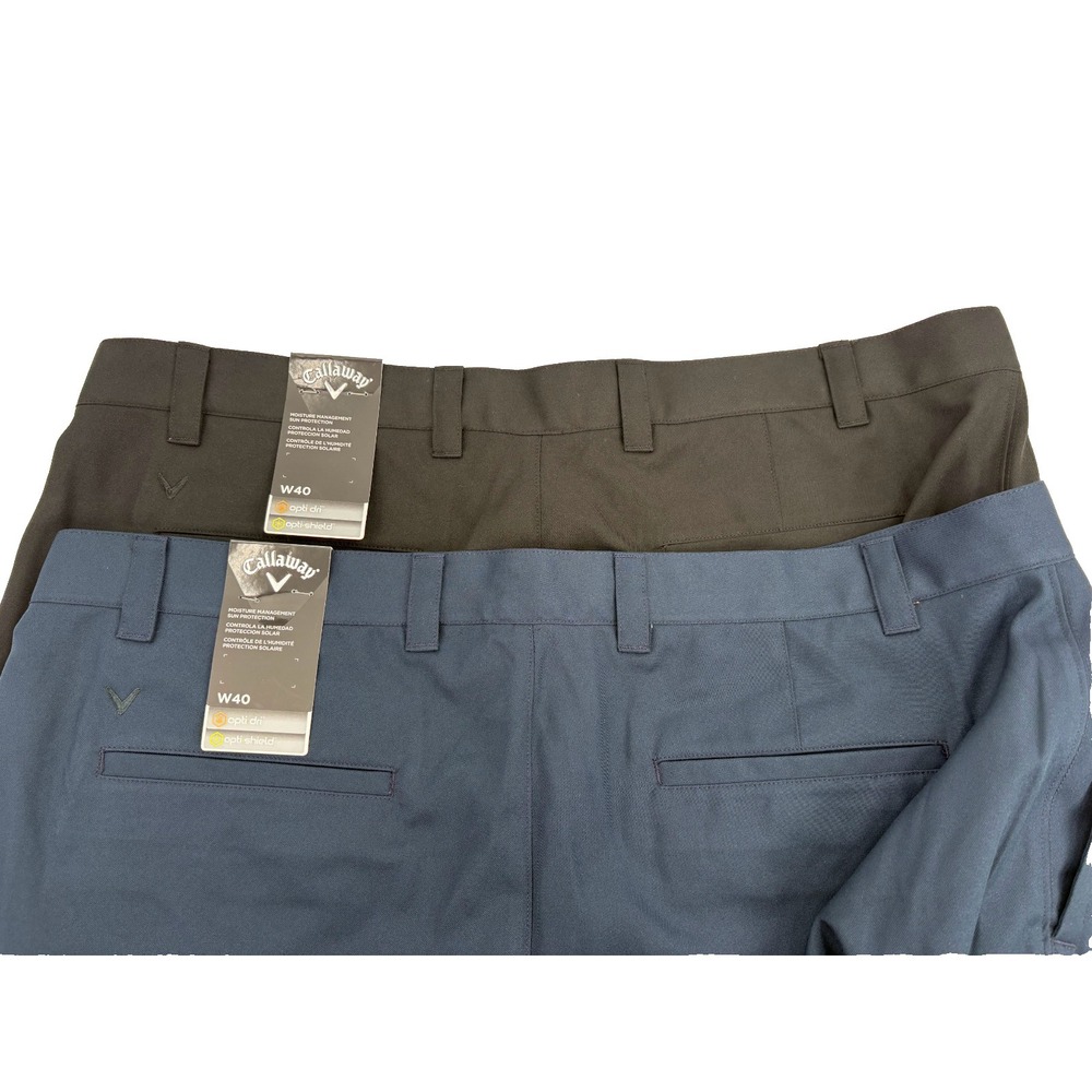 (2) Lot Mens Callaway Opti Dri Navy Black Performance Golf Shorts, 40, NWT! $70